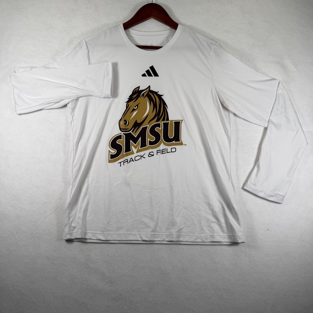 Adidas SMSU Track & Field Long Sleeve Shirt Kids Large White SMSU Mustangs